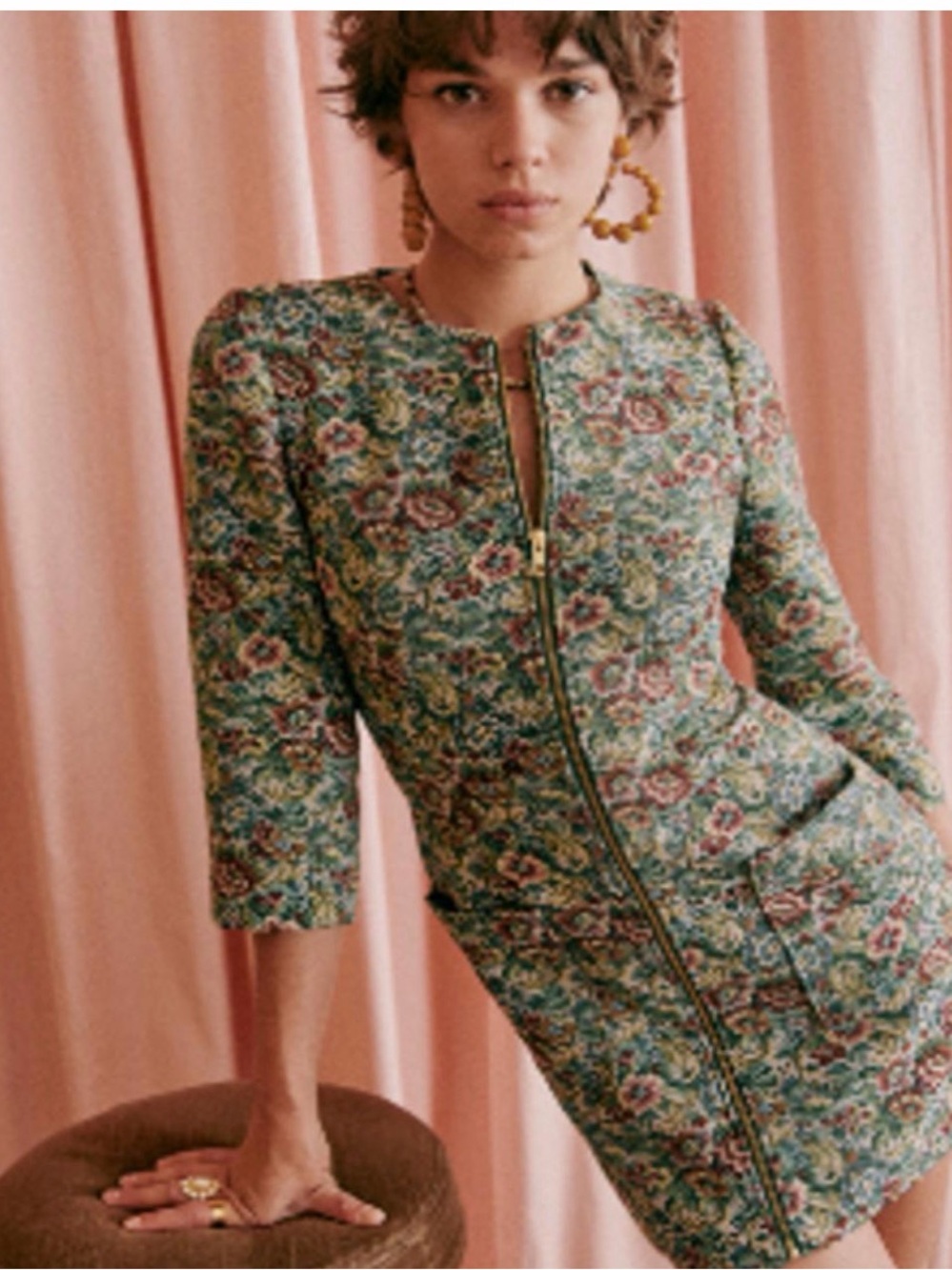 Sezane Oceane Dress Floral Jacquard